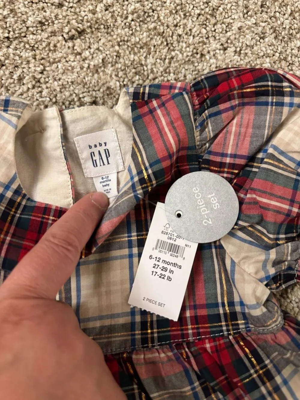 Baby Gap Girl’s 6-12 Month Plaid Dress With Diaper Cover NWT NEW